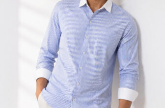 Lyphy Men Striped Casual Blue, White Shirt