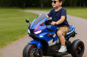 PANDA BABY PRODUCTS S400 6W Ride-On Bike for Kids with Dual Seating, Pedal & Bluetooth Music Bike Battery Operated Ride On(Blue)
