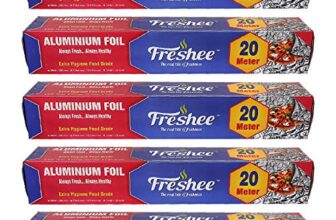 Freshee 20m Aluminium Silver Kitchen Foil Roll Paper Pack of 5|11 Micron Thick|Food wrap|Disposable Food Parcel|Fresh Food