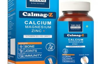 The Old Natural Calmag-Z Calcium Magnesium Zinc Tablets with Vitamin D3 & K2 MK7, Calcium Citrate Malate for Bone Health, Joint Support, Muscle Strength & Immunity – 60 Veg Tablets