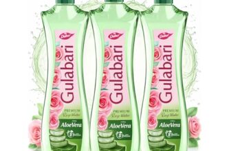 Dabur Gulabari Premium Rose Water with Aloe Vera – 1200 ml (400ml x 3) | Upto 8 HR Skin Hydration | Cleanses, Tones and Moisturises Skin | For All Skin Types