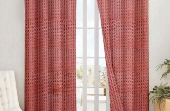 Amazon Brand – Solimo Polyester Sheer Jacquard Door Grommet Curtains| Blackout Door Curtains| 7 Feet |Set of 2|Printed Design | for Living Room Kids Room and Bedroom | Color- Maroon| Light-Filtering
