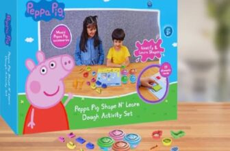 PlayMagic Peppa Pig Dough Shape & Learn Activity Set With Moulding Lid & 4Tubs 50gm Each|Roleplay Set With 6Shape Cutters & 1Template|Water based Soft Dough|Non-Toxic|Gift Setfor Kids 3+|Made In India