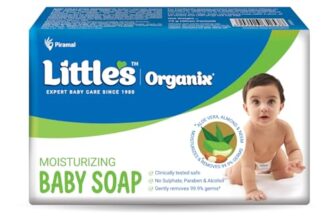 Little’s Organix Baby Soap | 75g x Pack of 5 | Gentle Moisturizing Bar | Hypoallergenic & Dermatologically Tested for Baby’s Sensitive Skin | No Nasties | Protects from 99.9% Germs | Kids Soap