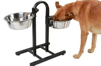 PremiumAV Earth-Friendly U Shape Stand Dog Bowl – Large Size Stainless Steel Pet Feeder Made with Rice Husk – Eco-Friendly Food and Water Bowl for Dogs and Pets – 1 Unit Bounded Fusion