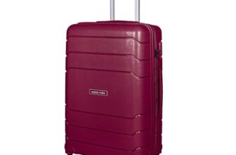 Nasher Miles Lisbon Hard-Sided Polypropylene Check-in Luggage 28 inch | 75cm | 8 Wheels Large Trolley Bag for Travel | Suitcase (Burgundy)