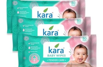 Kara Tender Care Baby Wipes – 80 Pulls (Pack of 3) | Gentle Protection for Your Baby’s Sensitive Skin | Dermatologically Tested & Paraben Free | Enriched with Chamomile Extract and Vitamin E