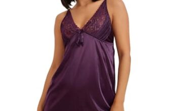 Clovia Women’s Satin Solid Above The Knee Baby Doll (NS0465P15_L_Purple_Large_Purple_L)