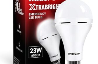 Eveready Xtrabright Emergency Rechargeable 23W LED Bulb for Power Cut | Cool Day Light (6500K) | Energy Efficient | 3 Hour Battery Backup | B22 Base
