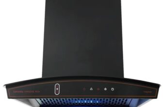 Kutchina Virgose dlx 75 Filterless Auto-clean kitchen Chimney, Suction capacity of 1350 m3/hr with multi speed wave sensor & Touch Control, 9 Years Warranty on motor & 1 Year on product (Black)