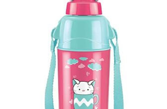 Milton Kool Trendy 400 Kids Plastic Insulated Water Bottle with Straw, 370 ml, Sipper Bottle, Leak Proof, BPA Free, Food Grade, School & Picnic Bottle, Cherry Piink
