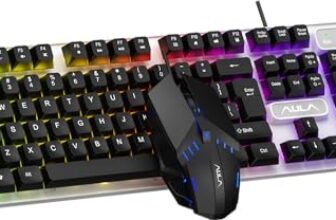 Aula F3061 Anti-ghosting, Gaming Keyboard & Mouse Combo, Wired Backlit Rainbow LED Keyboard & 1200 DPI Gaming Mouse for PC/Laptop (Black)