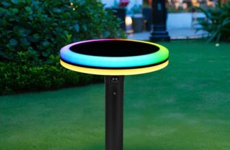 GIGAWATTS GW-217 Solar Sensor Garden Light with 5V Panel 4000mAh Battery Bluetooth App Control BIS Approved 120° Rotating Angle Outdoor Lamp for Lawn Walkway Patio (Pack of 1, CW, WW, RGB)