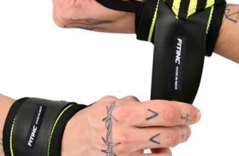 FITINC Weight Lifting Wrist Support for Men & Women with Thumb Loop Strap for Gym & Workout – Made of Premium Velcro and Elastic Band | Black – Neon Yellow