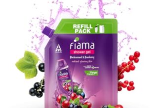 Fiama Body Wash Shower Gel Blackcurrant & Bearberry, 1.3L Bodywash Refill Value Pouch for Women & Men with Skin Conditioners for Radiant Glow, Skin Friendly pH