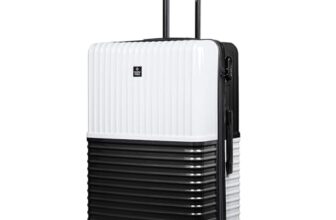 Nasher Miles Istanbul Hard-Sided Abs And Pc Check-In Spinner Wheel Luggage Black White 28 Inch|75Cm Large Trolley Bag