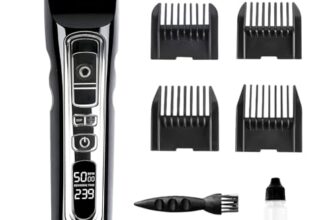 Zcozest Professional High-Power Hair Clipper for Men, Silent Motor Hair Trimmer, Digital Display, Adjustable Speed & Gears, Ceramic Blade, 4 Limit Combs (3-12mm), 3H Runtime, Quick Charging