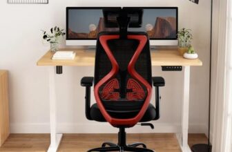 CELLBELL C190 Berlin Office Chair, High Back Mesh Ergonomic Home Office Desk Chair (Red – Black)