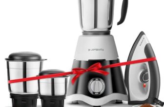 Longway Super Dlx Mixer Grinder with Kwid 1100W Dry Iron | 500 Watt Powerful Motor | 3 Jars for Grinding, Mixing, Juicing | 2 Year Warranty (Black & Gray, Combo Offer)