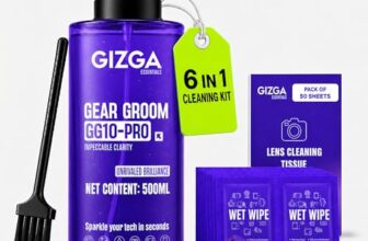 Gizga Essentials 6-in-1 Laptop Cleaning Kit 500ml | Screen Cleaner Spray, 2 Microfiber Cloths, Cleaning Brush, Wet Wipes & Lens Tissues for Laptop MacBook Mobile TV Monitor Camera Gadgets