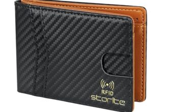 Storite Men’s Multi-Card Bifold Leather Wallet RFID Protected Bifold Wallet – Slim PU Leather Money & Credit Card Holder Purse with ID Window (TanBlack)