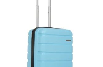 TEAKWOOD LEATHERS Unisex 8 Wheels Trolley Bag, Hard Cabin with Zipper Closure, Adjustable Push Button & Cross Side Strap, Lock System 360 Degree (55 CM, Sky Blue)