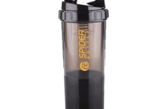 ATTRO Plastic Spider Shaker Bottle with Storage 300ml Protein Mixer Bottle with Compartment for Supplements, BPA-Free, Leakproof Gym Shaker Cup, Ideal for Workout, Gym, Travel Black