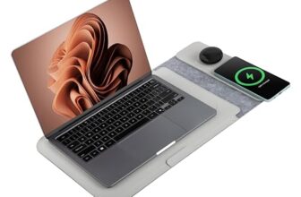 Acer ChargeMate 4-in-1 Wireless Charging Laptop Sleeve for 13″ – 16″ Laptops | Qi Fast Charging Pad for Phone & Earbuds | Mousepad | Height Adjustable Flap | Magnetic Closure | Waterproof (Grey)