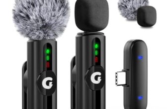 GRENARO Mic for YouTube Wireless, 3-Level Adjustable Noise Reduction Mic Wireless,S12 Wireless Microphone for Youtubers with LED Indicator Light (Dual Channel Type-C Port Version)