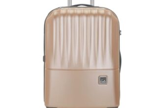 Genie by Safari Palm 79Cm Large Checkin Trolley Bag Hard Case Polycarbonate 8 Wheels 360 Degree Wheeling Luggage, Suitcase for Travel, Trolley Bags for Travel, Gold