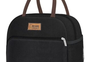 Misamo Enterprise Insulated Lunch Bag, Leakproof, High Capacity, Black