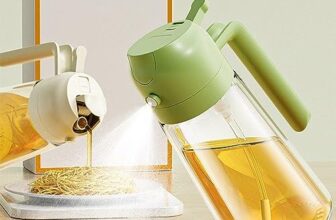 NANZU Glass 2 in 1 Oil Sprayer and Dispenser Bottle – 500ML for Kitchen, Cooking, BBQ, Air Fryer, Salad, Frying, Baking, Transparent