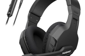 NUBWO U3 3.5mm Gaming Headset for PC, PS4, Laptop, Xbox One, Mac, iPad, Nintendo Switch Games, Computer Game Gamer Over Ear Flexible Microphone Volume Control with Mic – Black