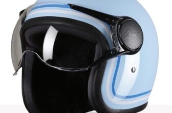 TVS MissFit Women’s Open Face Helmet | Lightweight Shell | Pastel Colors Designed Exclusively for Women | Extreme Comfort Fit for Girls | Clear Visor | DOT & ISI Certified (Sky/XL)