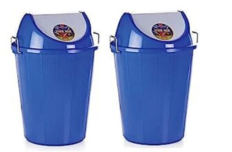 ARISTO Plastic Swing Lid Dustbin with Side Handle 80 LTR BLUE & BLUE PACK OF 2