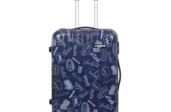Luggero- Film Classic Light-Weight & Durable Polycarbonate Hello Blue Unisex Hard Luggage| Medium – 65cm|8 Smooth Spinner TPV Wheels, Outer Combi Lock