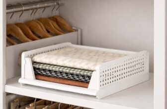 Go Hooked Foldable Wardrobe Organizer with Drawer Style Pull Out Design | Small (44x34x14.5 cm) Shelf Storage Box | Heavy Duty Plastic Shirt Stacker for Cupboard, Almirah & Closet | White