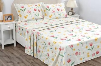 BSB HOME Double Bedsheet 144 TC Microfiber with 2 Pillow Covers | Smooth, Lightweight & Quick-Dry Bed Sheet Set | Comfortable Bedding for Home, Guest Room & Daily Use – Tulip Pastel