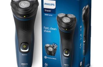 Philips Electric Shaver for Men | ComfortCut Blades | Wet and Dry Shave | 3D Flex Heads | 27 Self Sharpening Blades | Cordless | Waterproof | One Toch Open | 2 Year Warranty | S1151/03,Blue