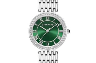 Giordano Eleganza Collection Watch for Women with Stainless Steel Strap and Crystal Embellished Bezel, Roman Numerals