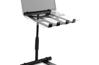 PylePro High Performance Portable, Folding Tabletop DJ Gear Stand for Laptop Mixer or Other Gear – Adjustable Angle and Height