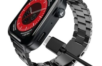 boAt Storm Call 4 India’s first Smartwatch with Type-C Charging,1.96”(4.97 cm) HD Display, Functional Crown, BT Calling, Sports Modes, Heart Rate, SpO2, Sleep & Stress Tracking, SOS, IP68(Steel Black)