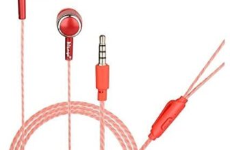Hitage HPB-315 Earphones Headphones Earplugs Headset High Definition Sound Deep Extra Bass Wired Earphone with in-line Mic Wide Compatibility Tangle Free Cable (RED)