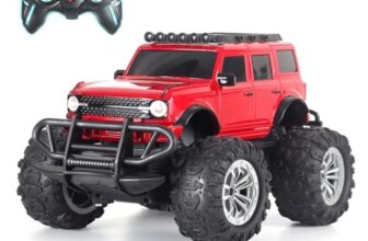 popsugar Off Roader Rechargeable Remote Control Car | RC Car Monster Truck | 4 Headlight Modes | Lithium Battery | C-Type Charging | 2.4GHz Remote Controller | Made in India, Red