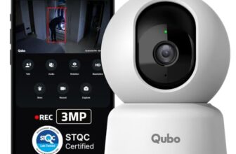 Qubo Smart Cam 360° 3MP [2026 Edition] by Hero Group | STQC Certified | AI Person Detection | Intruder Alarm | Color Night Vision | Two-Way Talk | Records Directly on Cloud | No SD Card Required