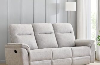 Home Centre | Artise 3-Seater Fabric Recliner | Recliner Sofa for Living Room | Solid Wood | Grey | 1 Year Warranty