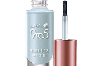 LAKMÉ 9 To 5 Primer + Gloss Glossy Finish Nail Colour, Blue Scape, 6 Ml