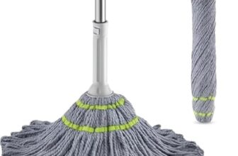Microfiber Twist Mop with Self-Wringing Squeeze System, Extendable Stainless Steel Handle, Reusable Super Absorbent Mop Head for Wet & Dry Floor Cleaning, Tiles, Marble & Hardwood Floors