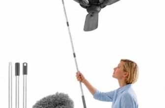 Maxoshine Fan Cleaner Brush with Long Rod Flexible Fan Cleaning Mop Microfiber Dust Cleaner Foldable Duster Microfiber Duster for Cleaning of Home, Kitchen, Car (Grey)