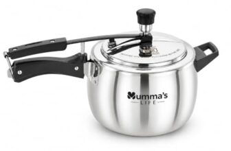 Mumma’s LIFE Cooker 5 Litres Stainless Steel | Heavy-Duty Silver Pressure Cooker with Inner Lid | Cool-Touch Handles | ISI Certified Lock System | Induction & Gas Stove Compatible